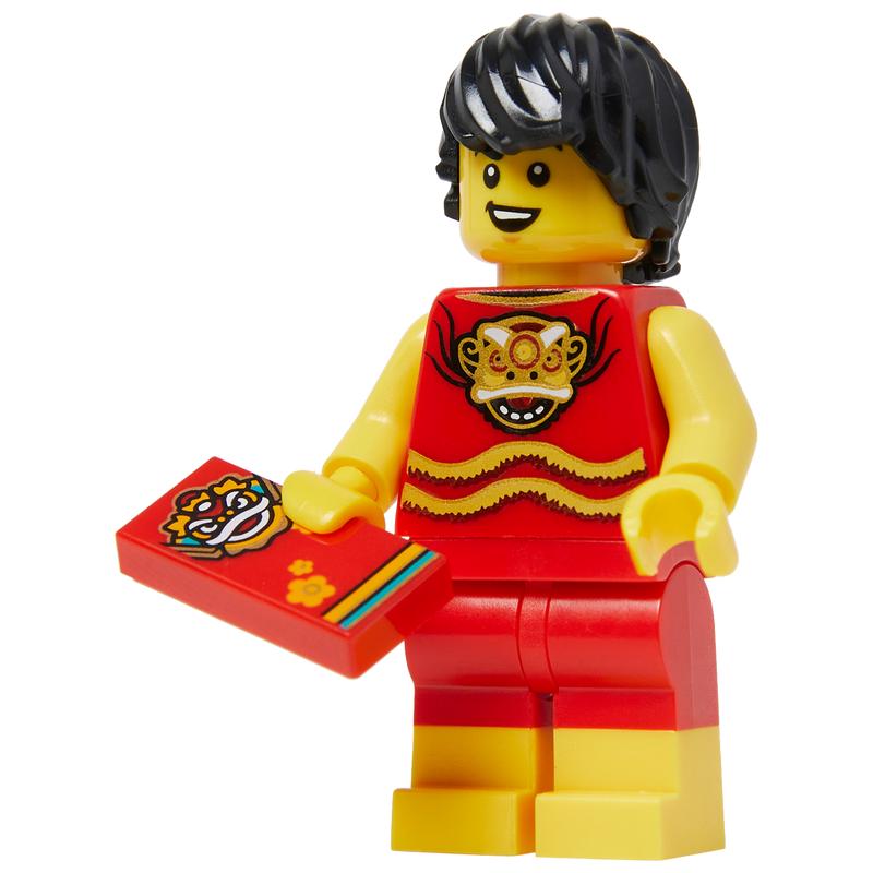 Minifigure LNY man with dragon deco & colours