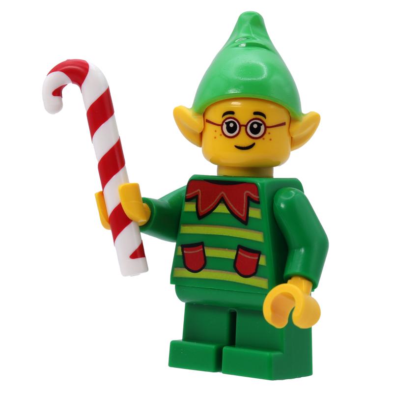 Minifigure Elf with Candy Cane